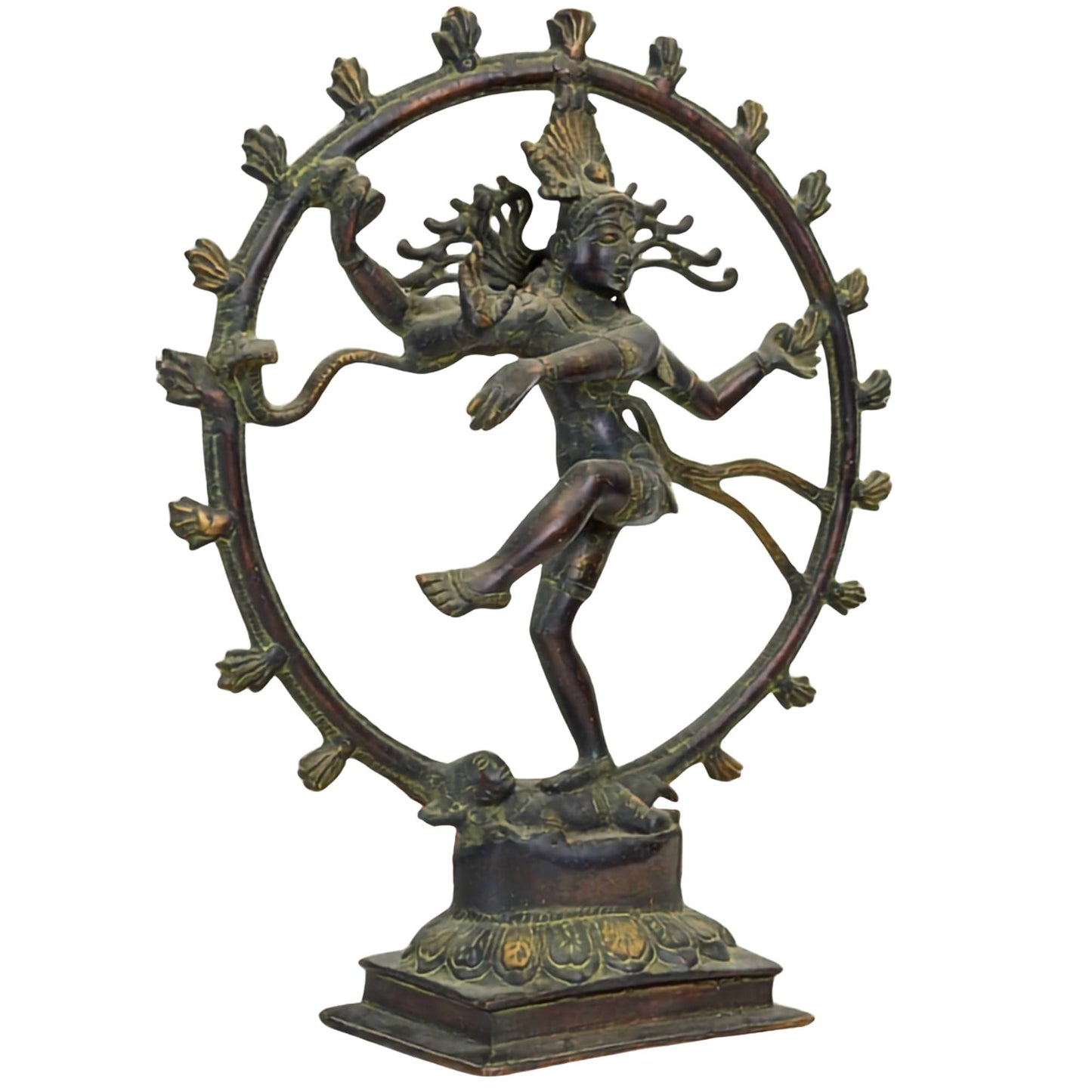 Handgefertigte nepalesische Bronzestatue des kosmischen Tänzers Shiva Nataraja in einem Flammenkranz