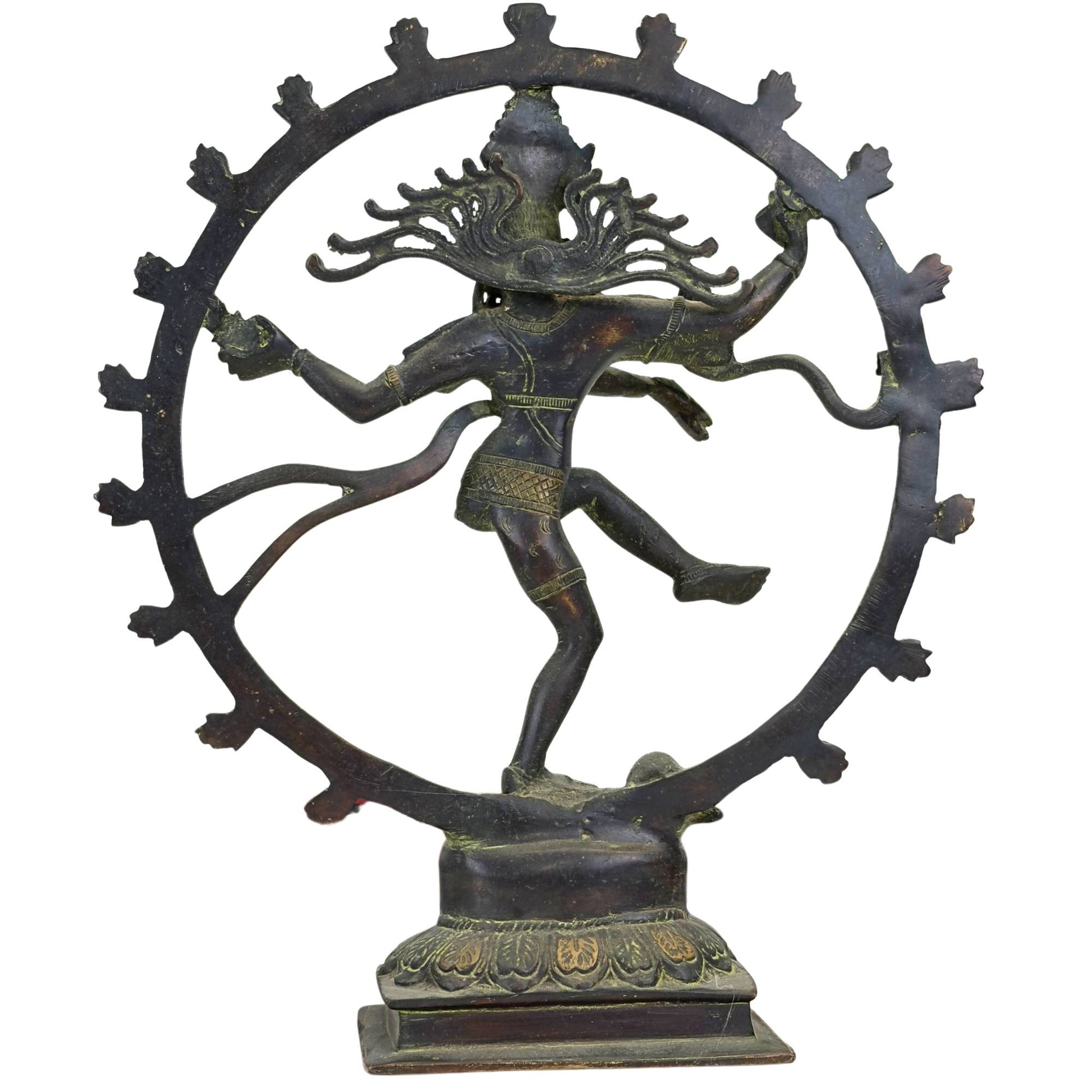 Nahaufnahme der Rückseite des traditionellen nepalesischen Bronzegusses von Shiva Nataraja