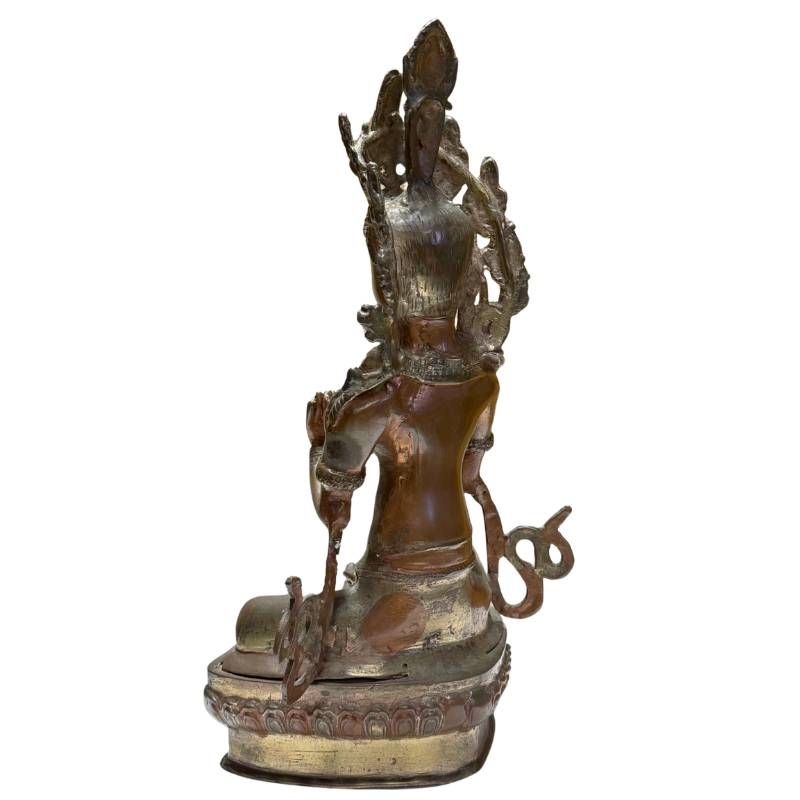 Bronzene Tara mit Kataka-Mudra aus dem Himalaya, natürlich gealtert
