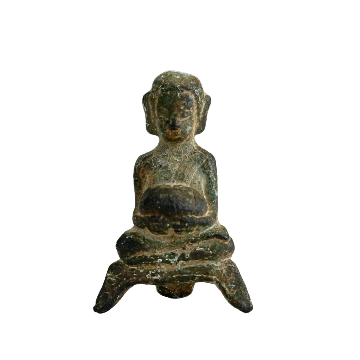 Antike Votivfigur des Buddha aus Bronze aus der Ayutthaya-Tradition