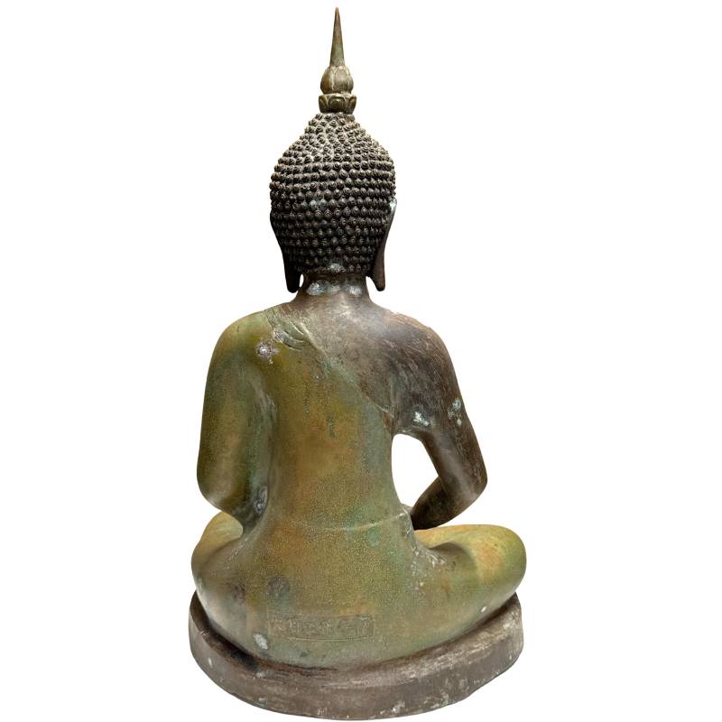 Antike chinesische Buddha-Statue aus Bronze mit historischem Aussehen
