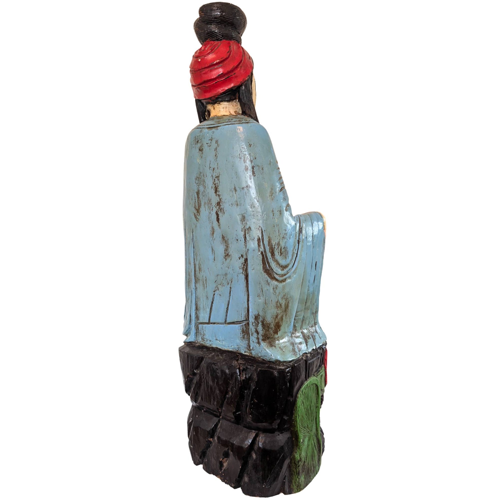 Antike chinesische religiöse Statue der Kwanyin aus Massivholz
