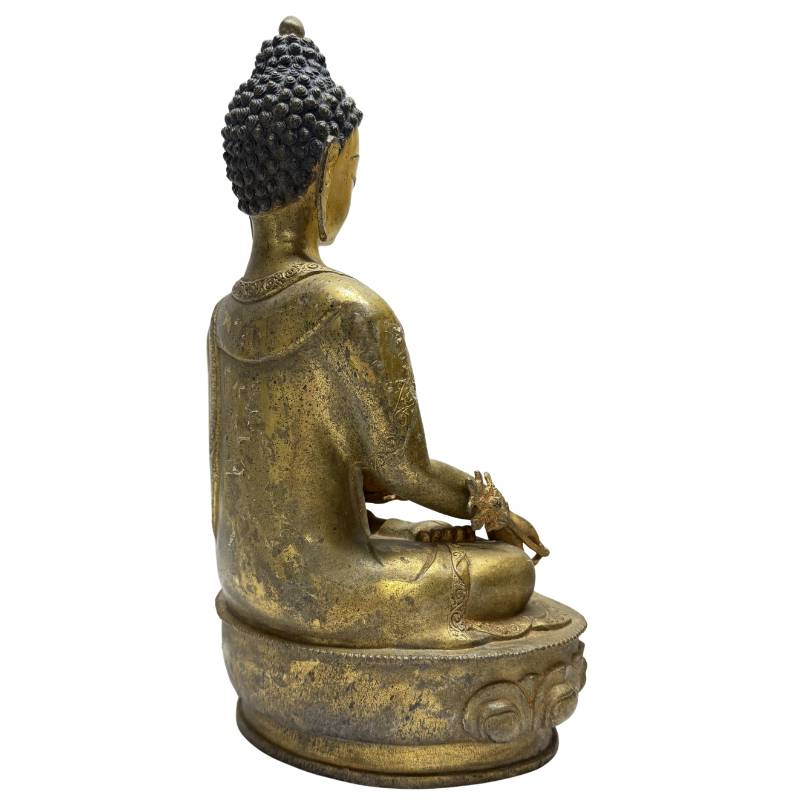 Antike Bronzestatue des Arzt-Buddha mit Heilgefäß