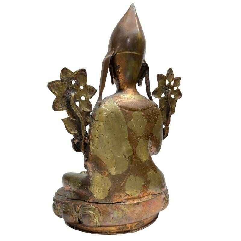 Antike Himalaya-Lama-Statue aus feuervergoldeter Bronze