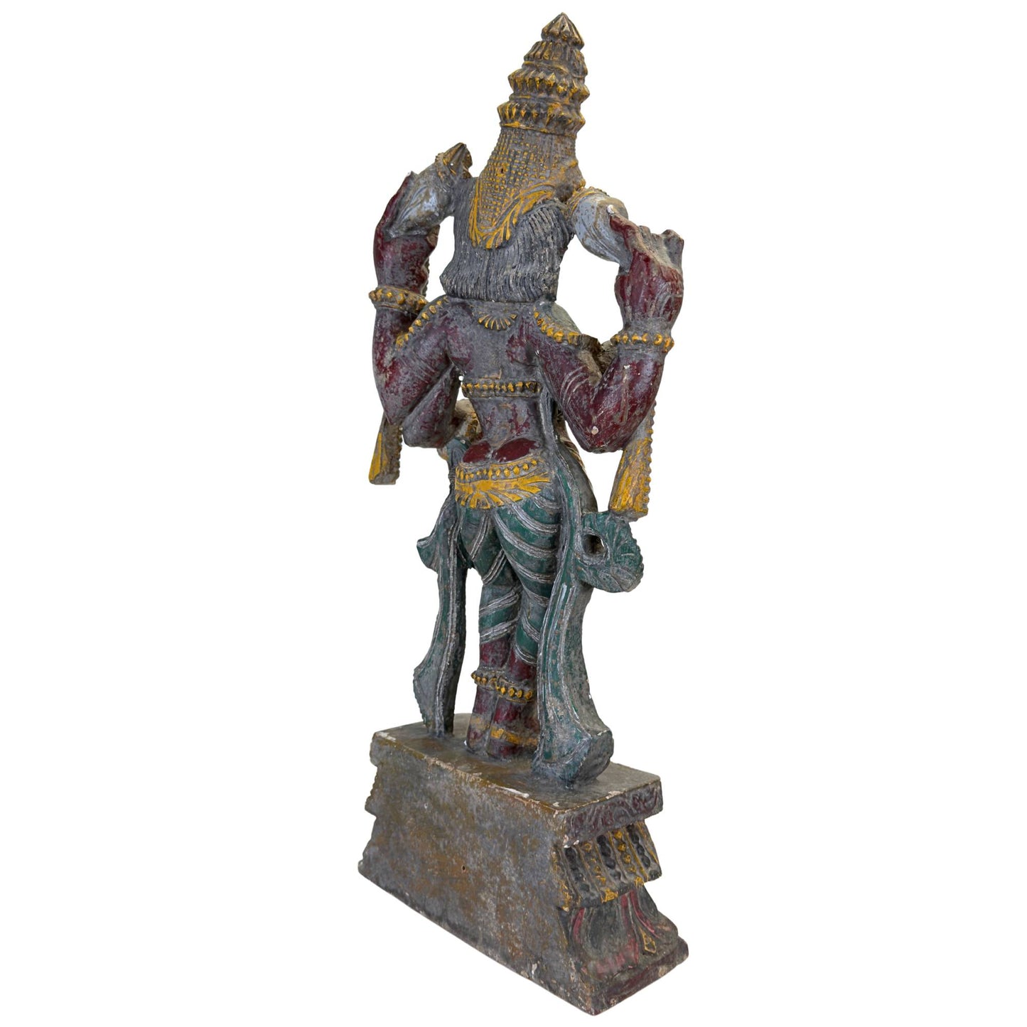 Antike Statue des Hindu-Gottes Vishnu, aus Hartholz geschnitzt