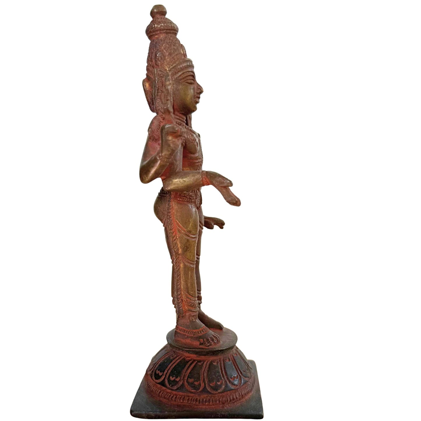 Stehende antike indische Bronzestatue von Vishnu aus dem 19. Jahrhundert