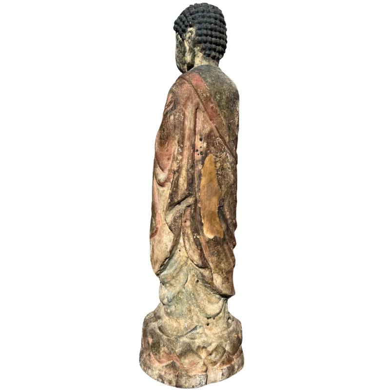 Antike Kwanyin-Holzstatue mit alter Patina