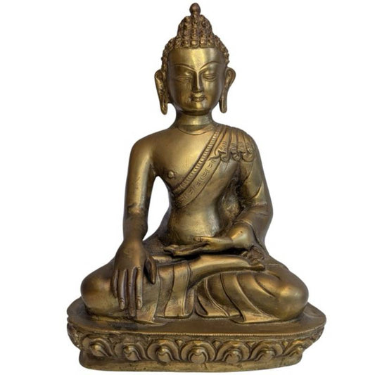 Antike Buddha-Statue aus Ladakh, gefertigt aus feuervergoldeter Bronze