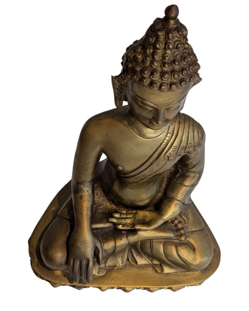 Antike Buddha-Statue aus Ladakh aus Bronze mit Feuervergoldung