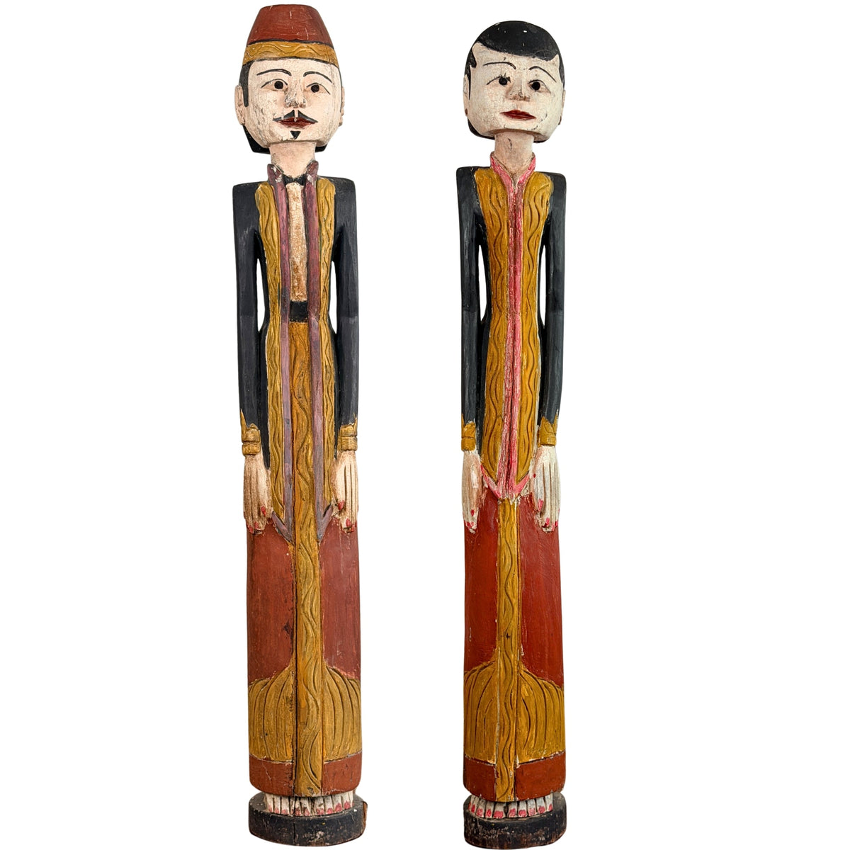Antikes Loro-Blonyo-Paar aus Zentraljava, ca. 1930 – Mann und Frau