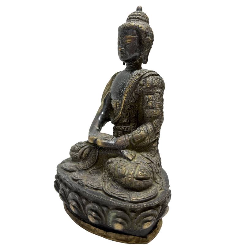 Antikes nepalesisches Buddha-Duo aus Bronze mit natürlicher Patina