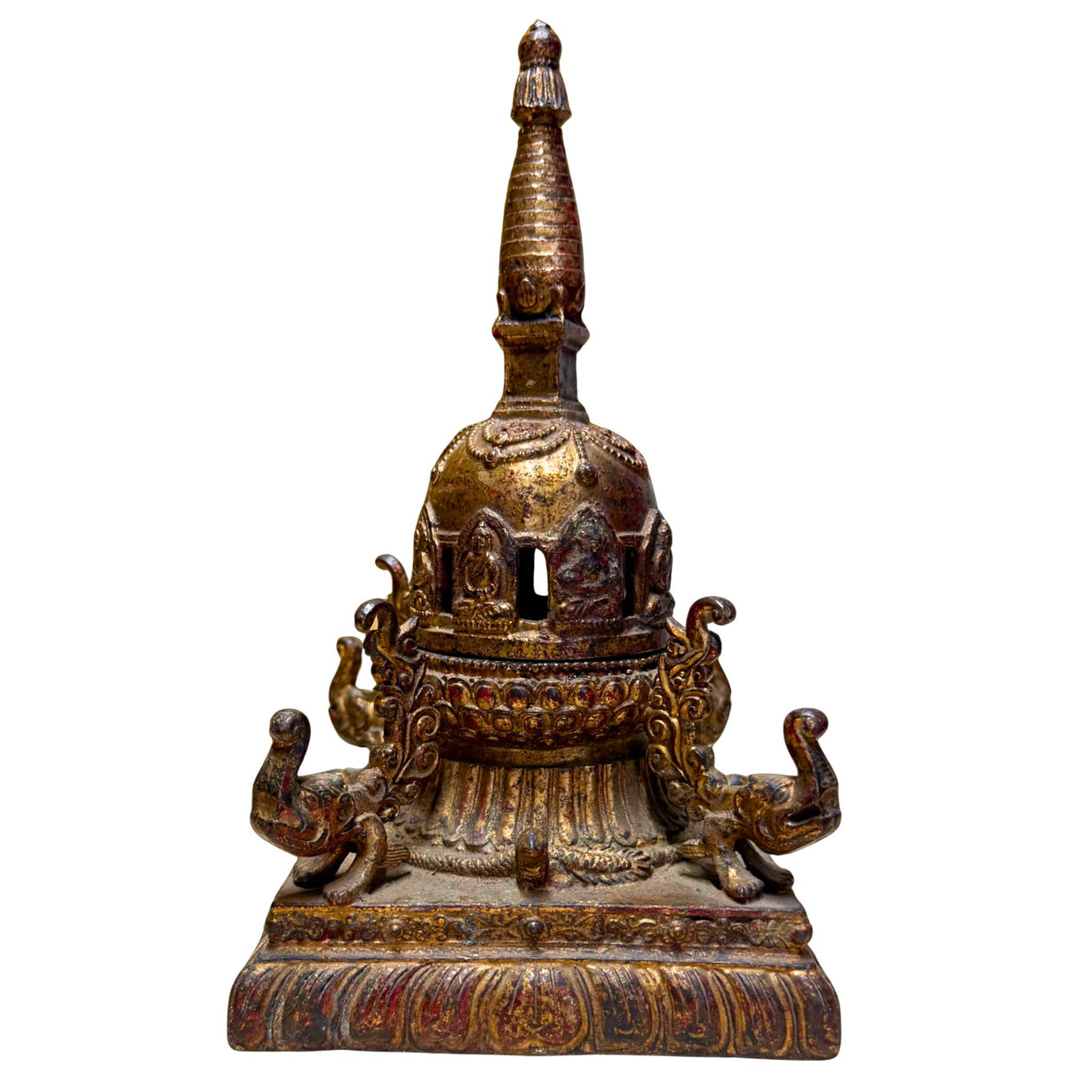 Antik nepalesische vergoldete Bronze Shikarakuta Tempel‑Schreiber 17. Jahrhundert