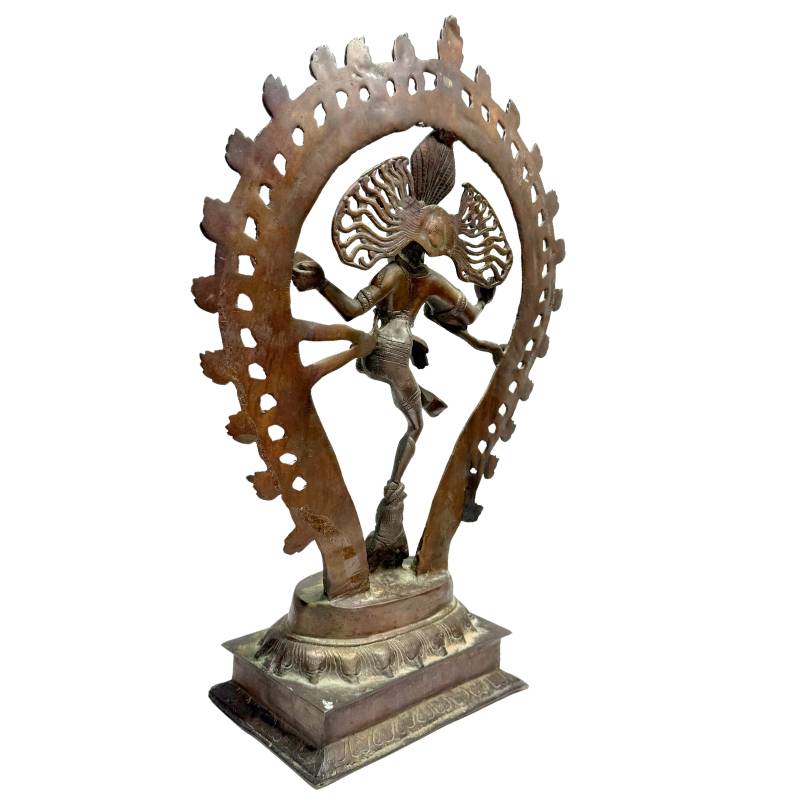 Antike Shiva Nataraja Statue aus Bronze, Indien, kosmischer Tanz, spirituelles Objekt