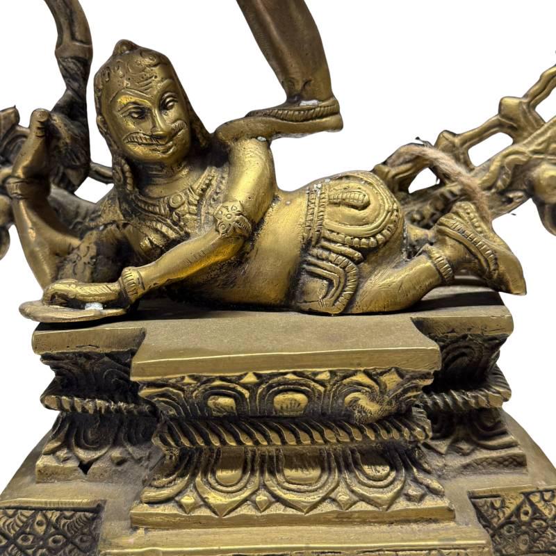 Antike Shiva Nataraja Bronzestatue, Indien, kosmischer Tänzer mit Flammenhalo