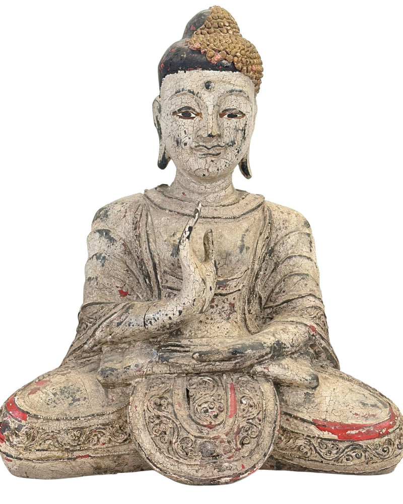 Antike Teakholz Jambupati Buddha-Statue Burma 18. Jahrhundert 40cm