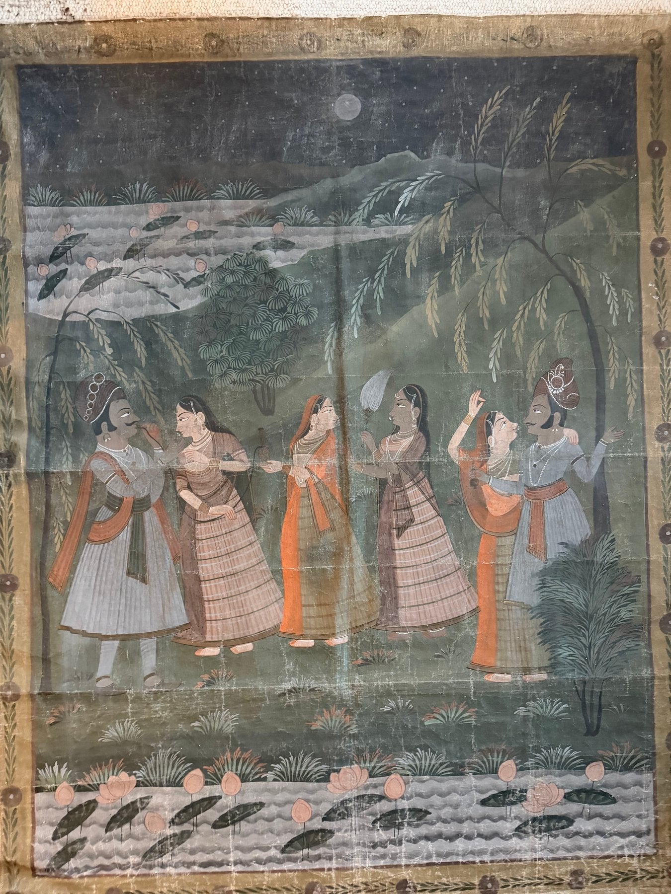 antike indische Textilmalerei, hängendes Pychwai