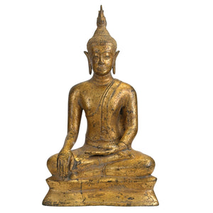Antike thailändische Buddha-Statue – 18./19. Jhd. Rattanakosin – Vergoldete Bronze