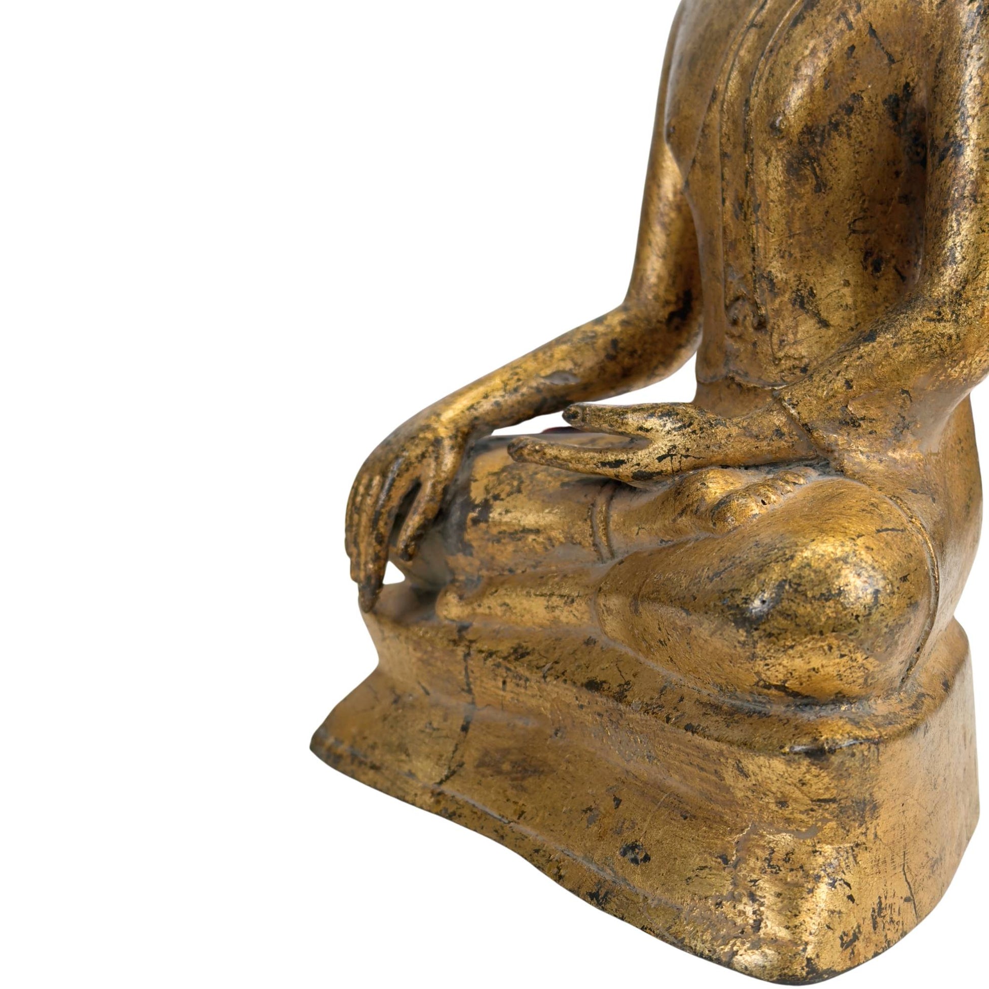 Antike thailändische Bronzestatue mit flammender Rasmi-Spitze für transzendentale Weisheit