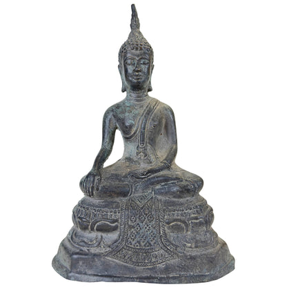 Antiker thailändischer bronzener Buddha in Sukhothai-Stijl, 23,5 cm hoch.