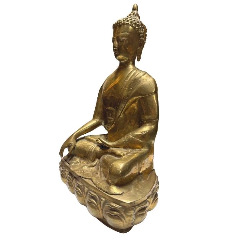 Antike tibetische Buddha-Statue aus feuervergoldetem Metall