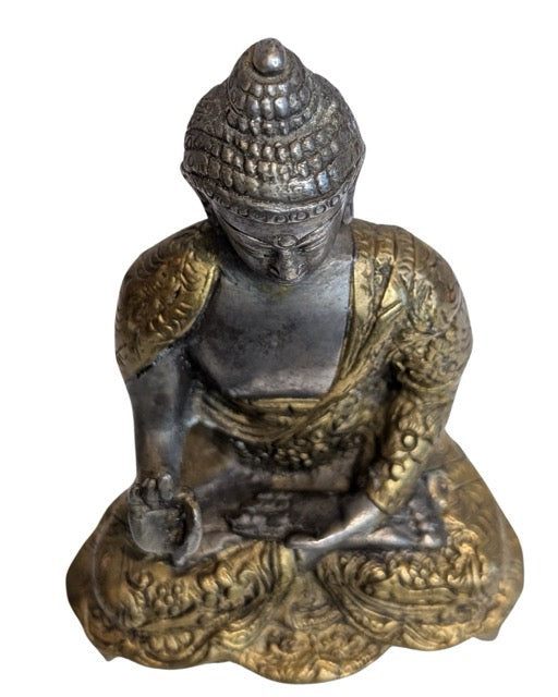 Antike tibetische Buddha-Statue aus Bronze mit Vitarka-Mudra