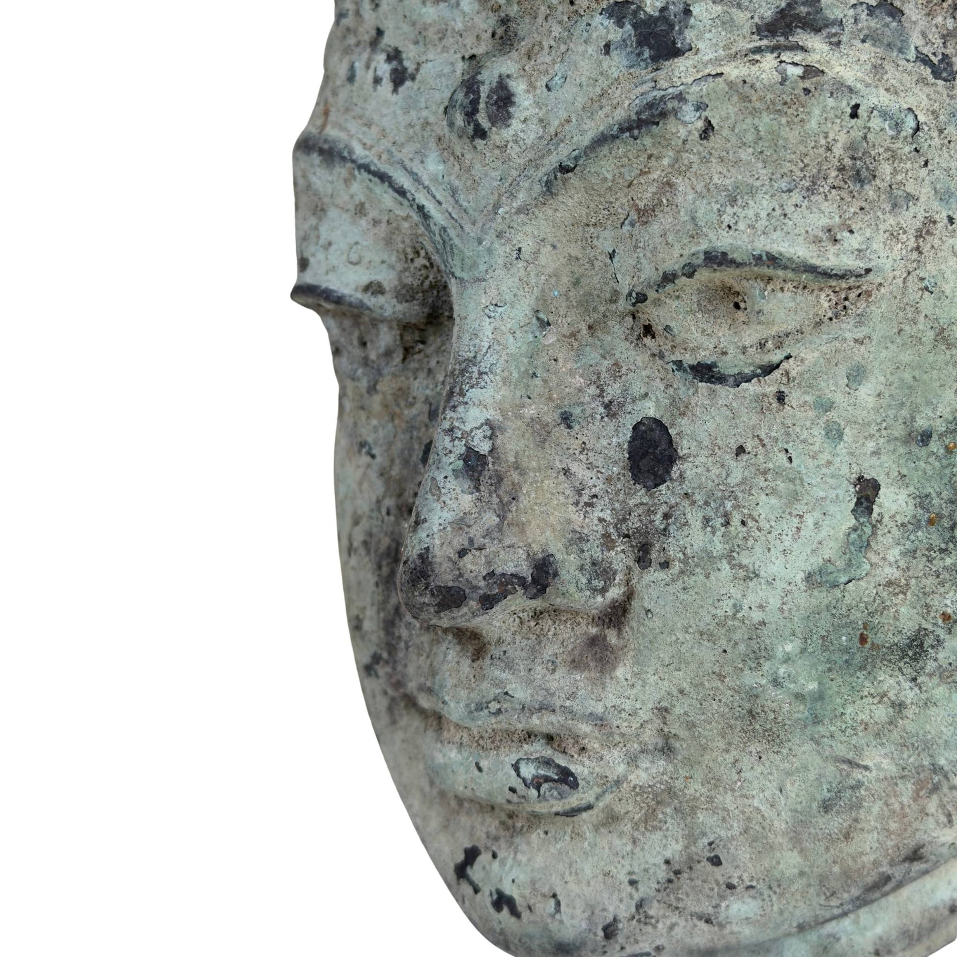 Antiker Vishnu-Kopf aus Bronze aus Indonesien mit Majapahit-Einflüssen