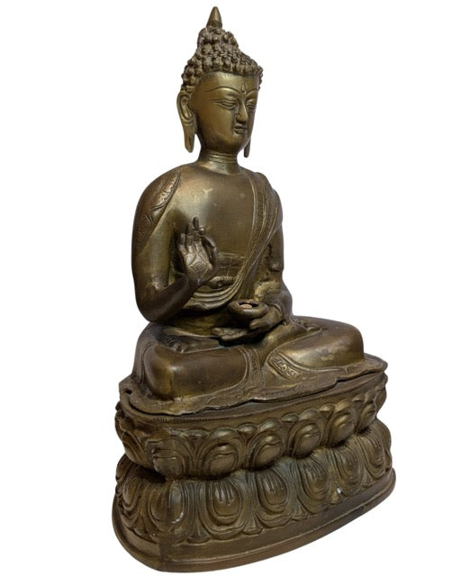 Antike, feuervergoldete Buddha-Statue aus Tibet