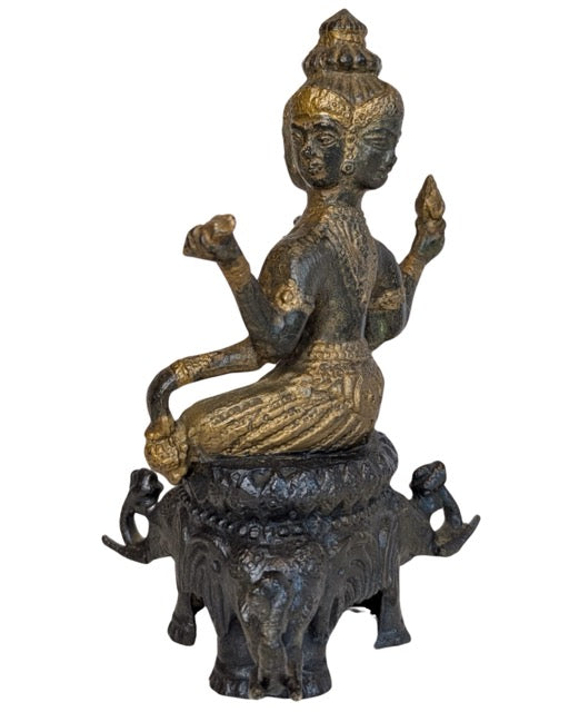 Antike, feuervergoldete Brahma-Statue aus Bronze aus Indien