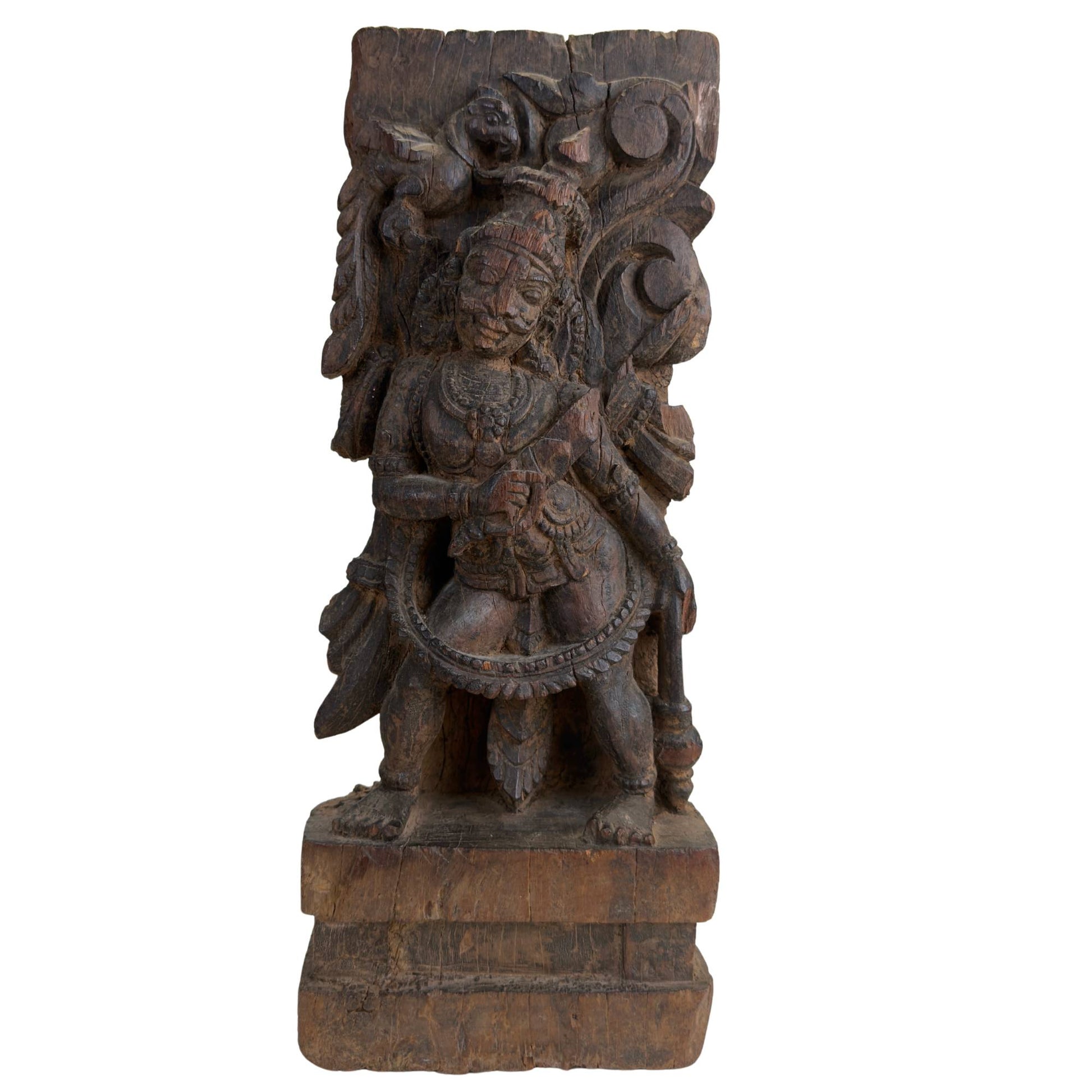 Antike südindische Ratha-Tafel mit Darstellung von Lord Rama von einem historischen Tempelwagen