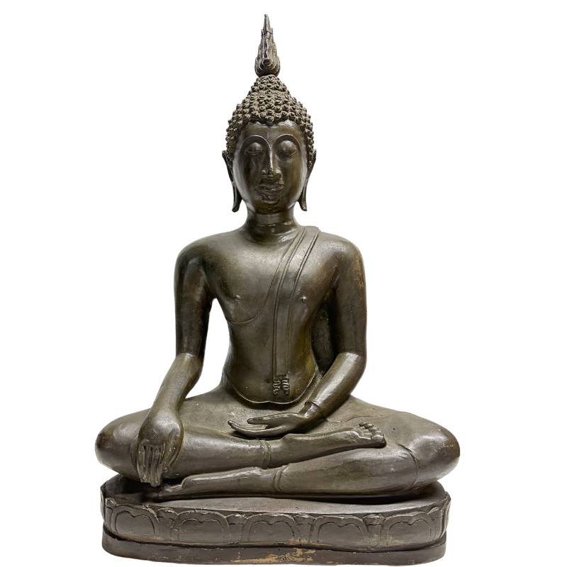 Antiker thailändischer Sukhothai-Buddha aus Bronze, 19. Jahrhundert – hochwertiger schwerer Guss (47,5 cm / 12,6 kg) - Thailändische Buddha Statue
