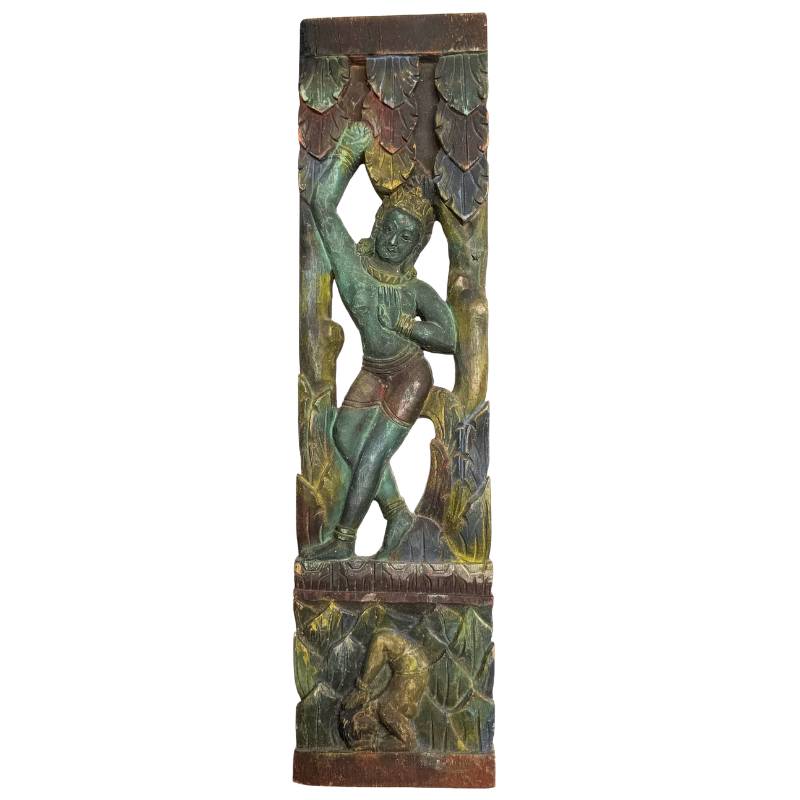 Antike balinesische Tempelstütze Siku-Siku 56 cm handgeschnitzte Holzgöttinnenfigur