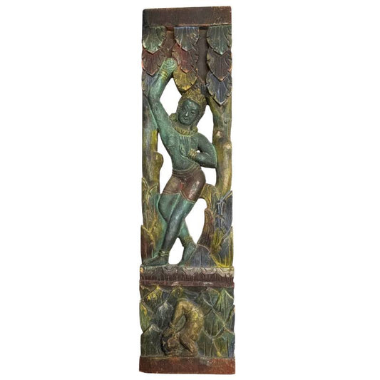 Antike balinesische Tempelstütze Siku-Siku 56 cm handgeschnitzte Holzgöttinnenfigur