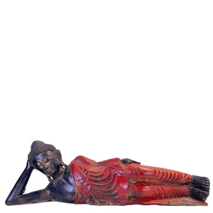 Antiker burmesischer liegender Buddha aus Teak – 19. Jh. – 102 cm