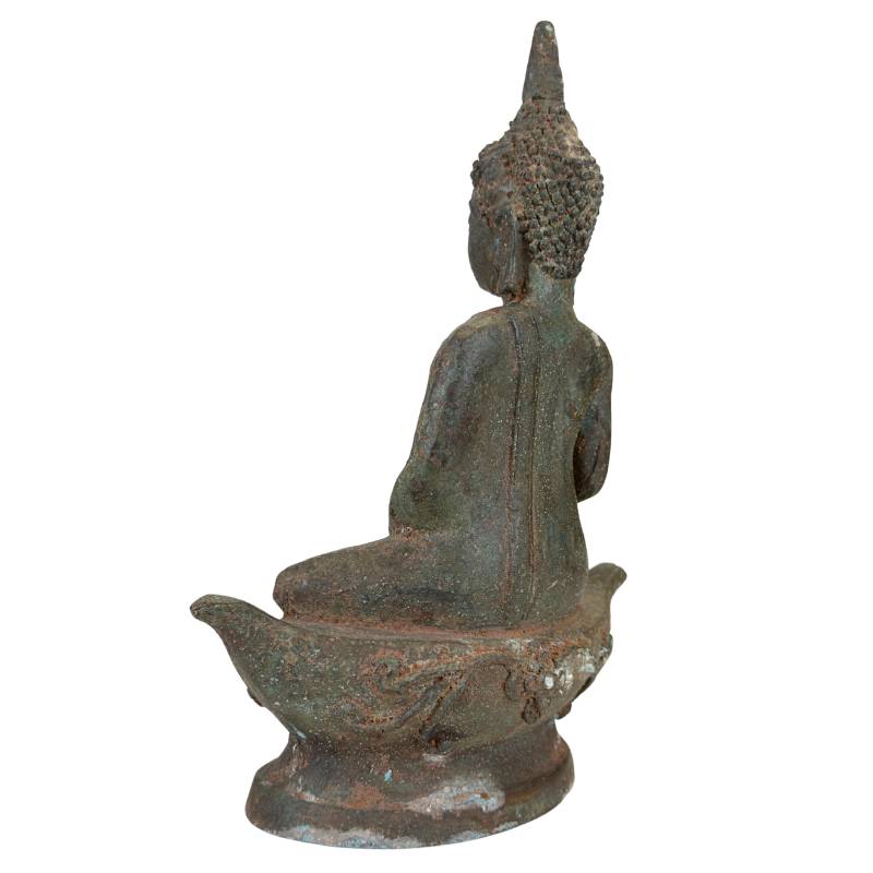 Antiker Buddha aus Bronze aus Thailand in Meditationshaltung
