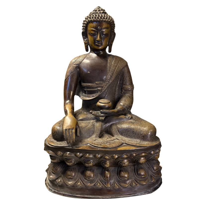 Antike Buddha-Statue aus Nepal, 18. Jahrhundert, Shakyamuni Gautama, Buddhismus, Sammlerstück.