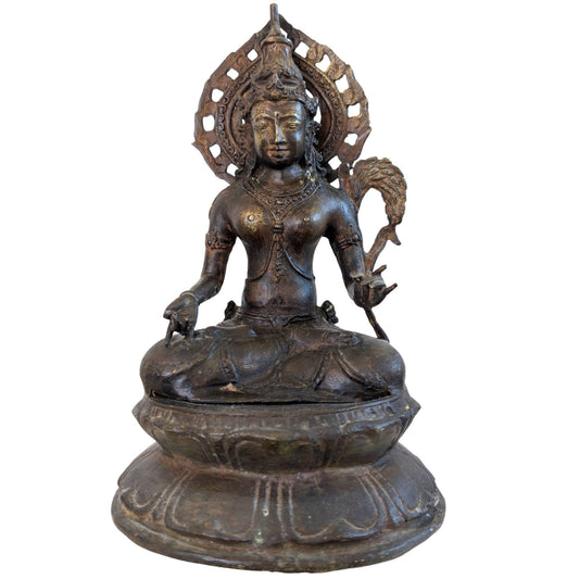 Antiker Avalokiteshvara aus Bronze im klassischen javanischen Stil mit alter Patina