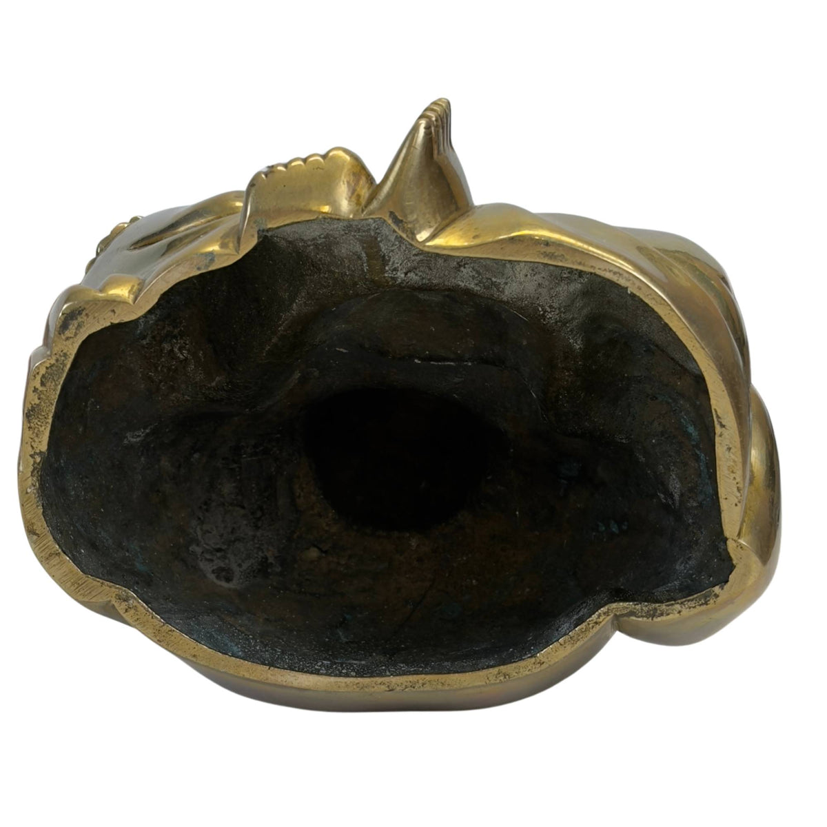 Ansicht der porösen Kernmatrix auf der Innenseite des Bronzegusses