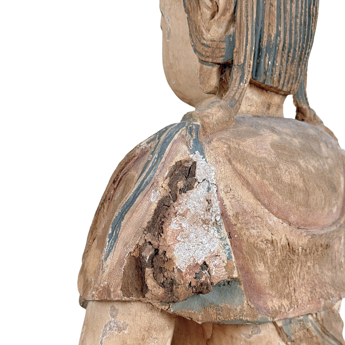 Detail der Unterseite und Konstruktion der antiken Guanyin