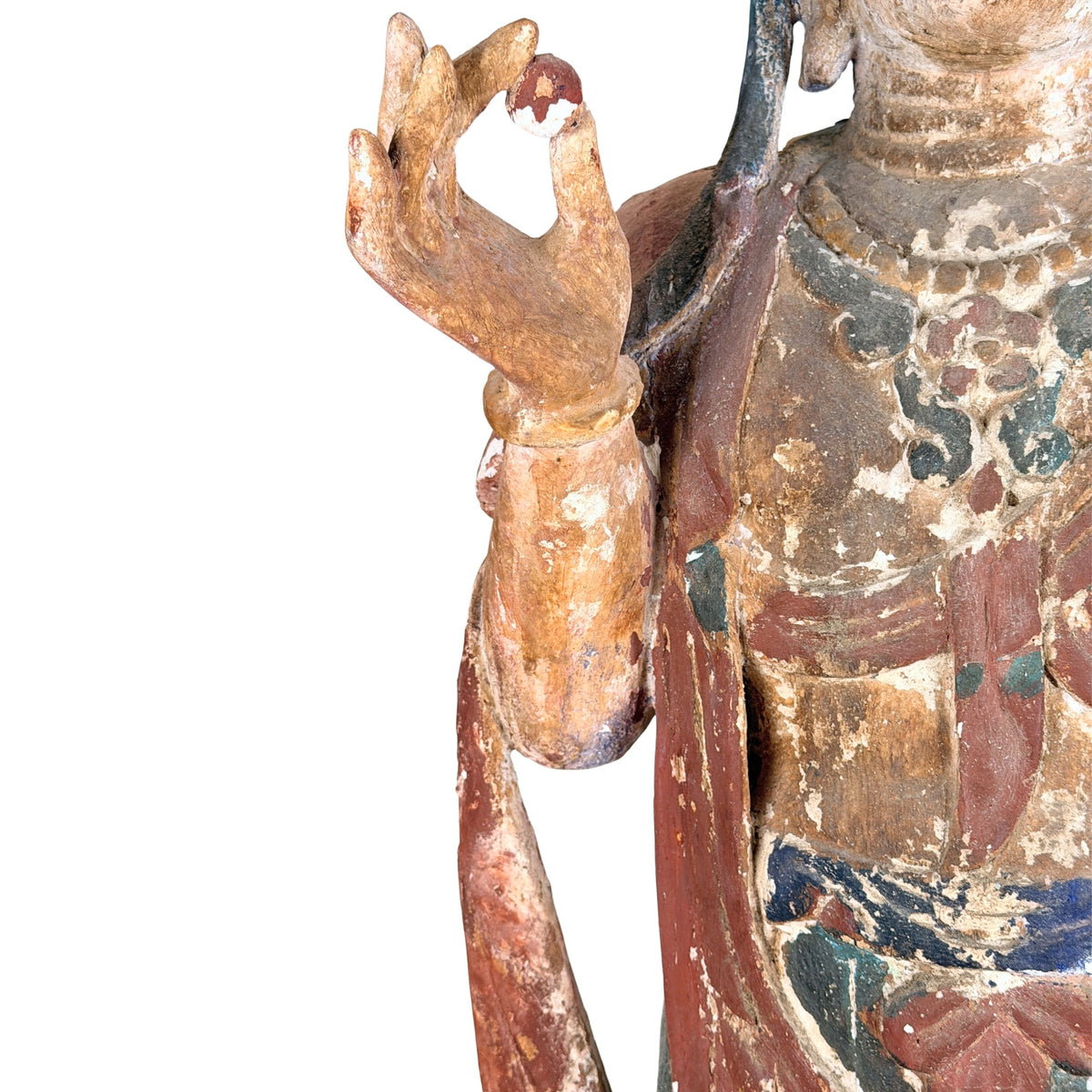 Detail der rechten Hand in lehrender Mudra