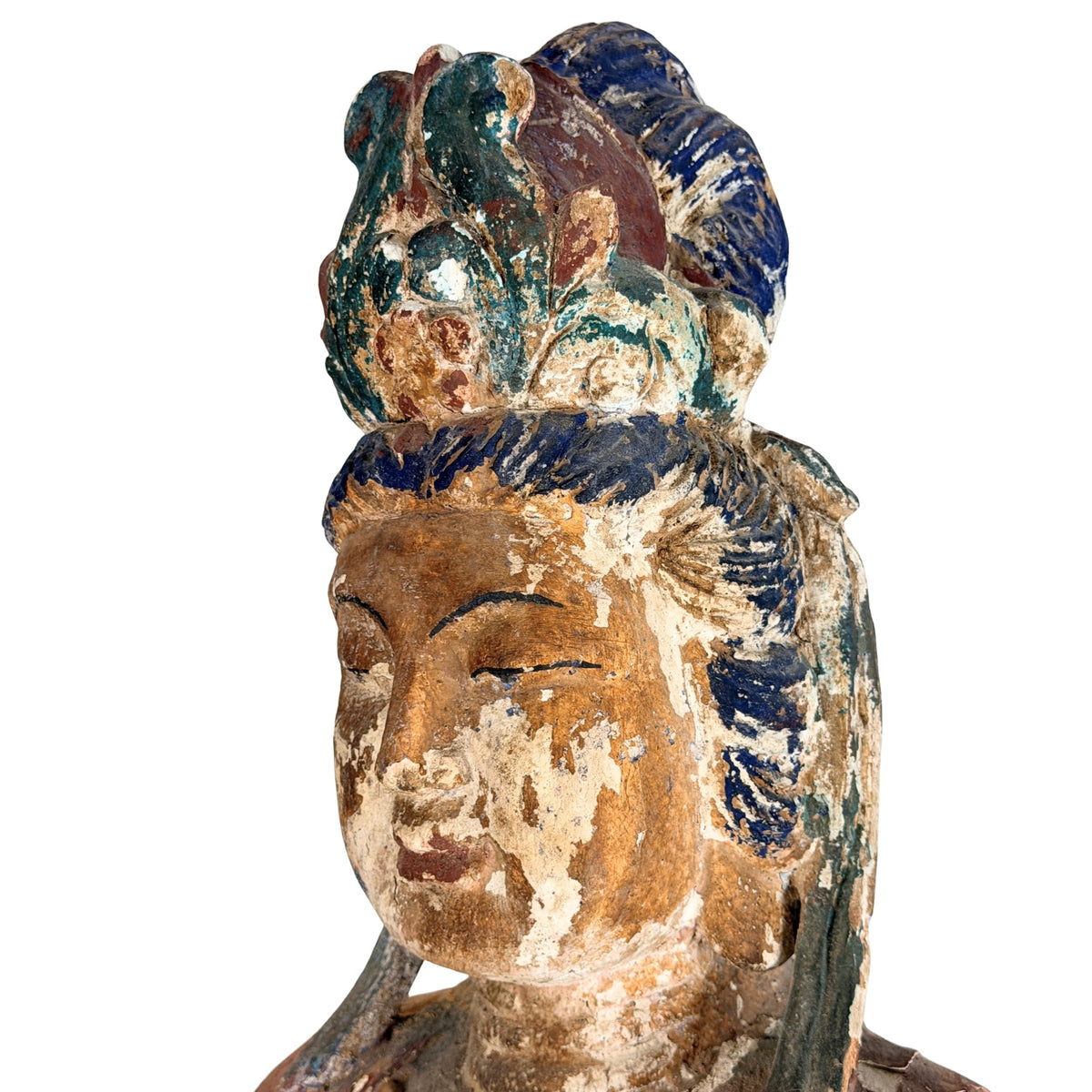 Vollständige linke Ansicht der monumentalen antiken Guanyin