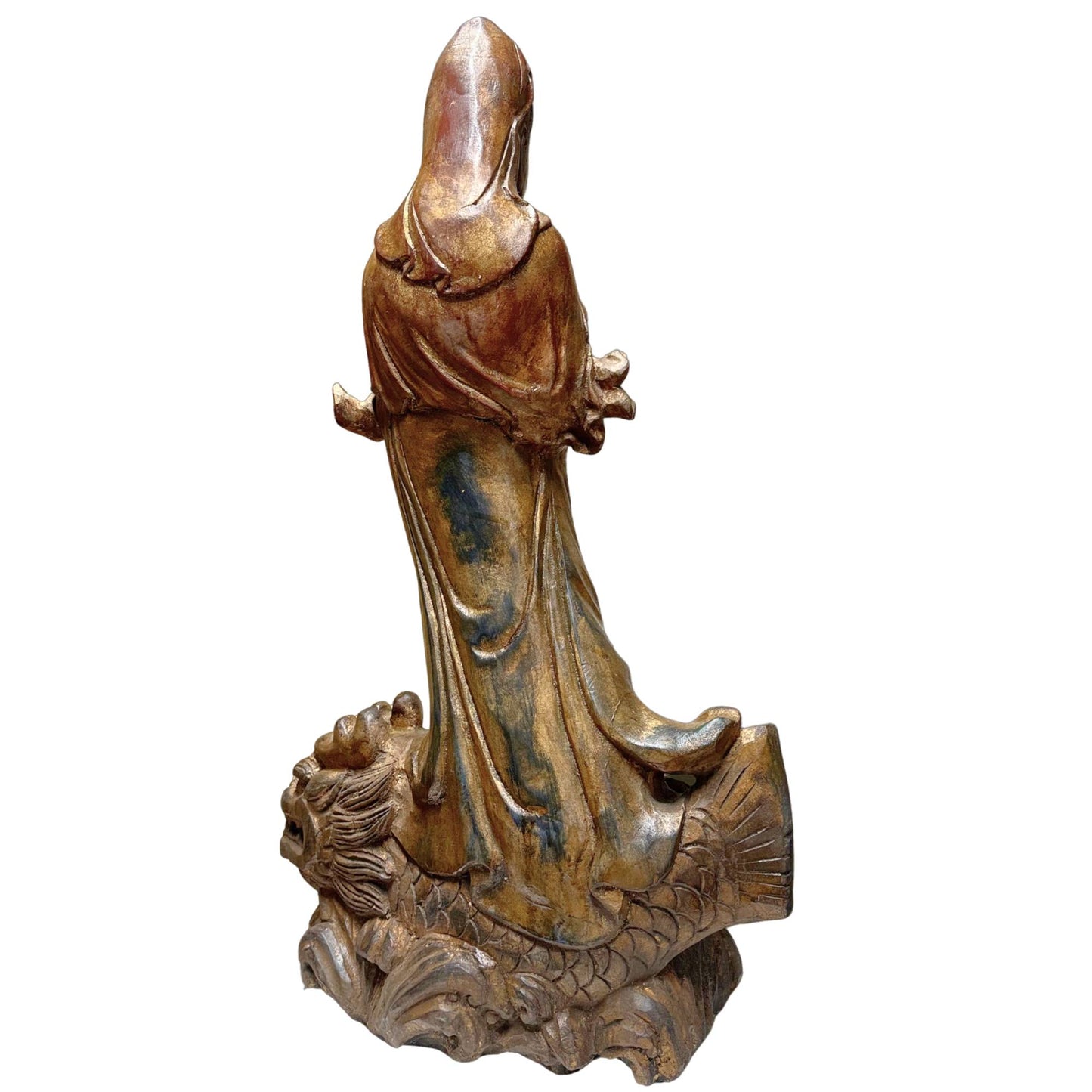 Antike chinesische Kwanyin-Holzkunst, Polychromie bestätigt