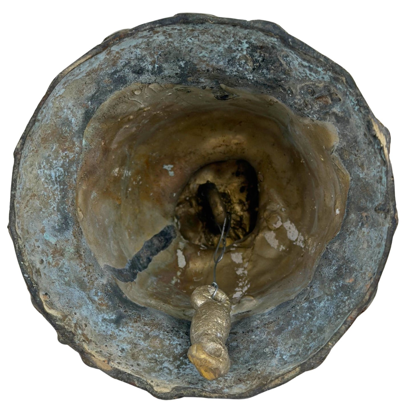 Antike indische Ghanta-Glocke mit dekorativen religiösen Motiven