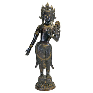 Antike nepalesische grüne Bronze-Tara – Newar-Kunst – Kathmandu-Tal – 19. Jahrhundert – 68,5 cm