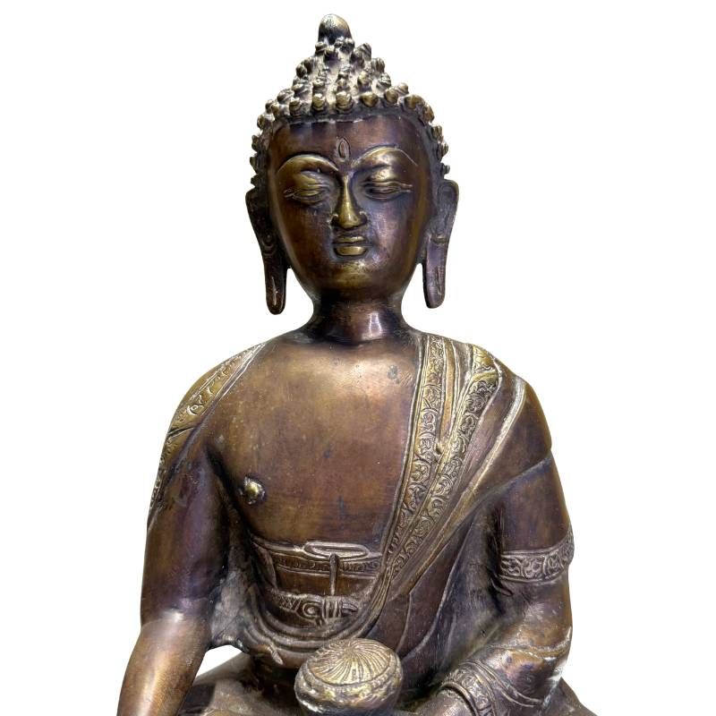 Sitzender antiker Buddha aus Bronze aus dem Himalaya mit harmonischer Form