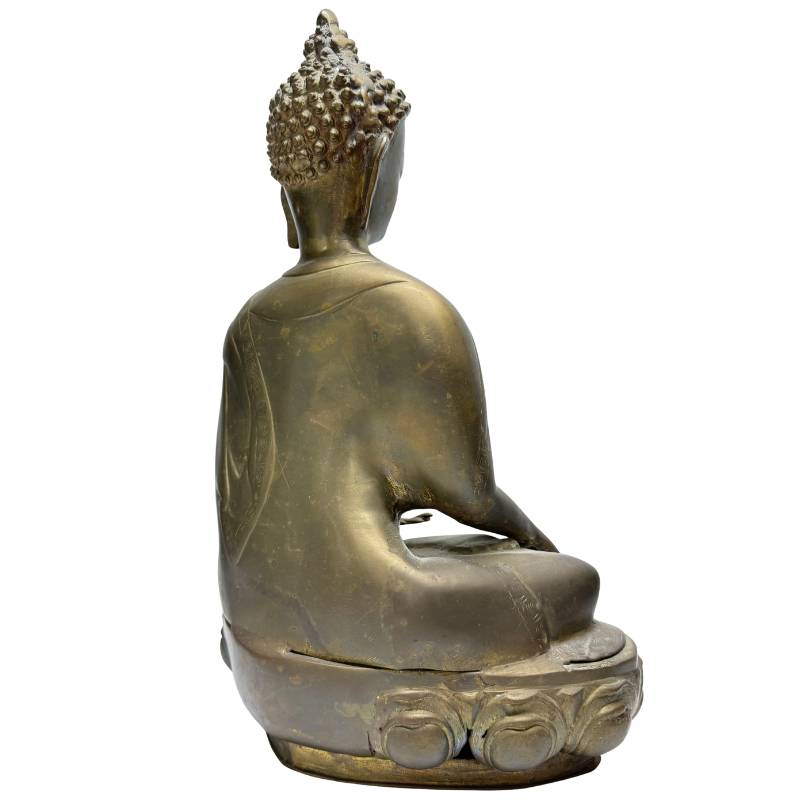 Feuervergoldeter Himalaya-Buddha auf Lotussockel, 18./19. Jahrhundert