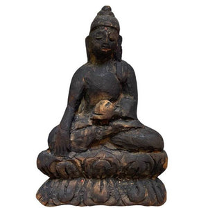 Kleiner Holz Buddha – Spirituelle Figur aus dem Himalaya – Lot 196