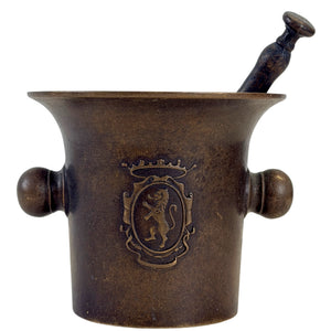 Antiker Bronzemörser mit Stößel – Italien, 19. Jh.