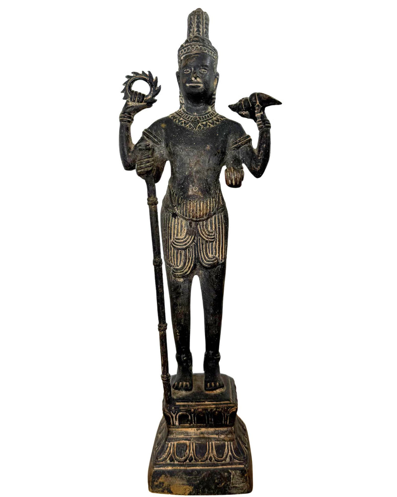 Seltenes Khmer Vishnu | 13.-14. Jahrhundert | Mit rituellem Golddepot | Museumsqualität