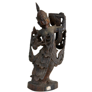 Antike Kinnari, Burma (Myanmar), Mandalay-Stil, ca. 1880–1920 Massives handgeschnitztes Teakholz Antike vor 1926