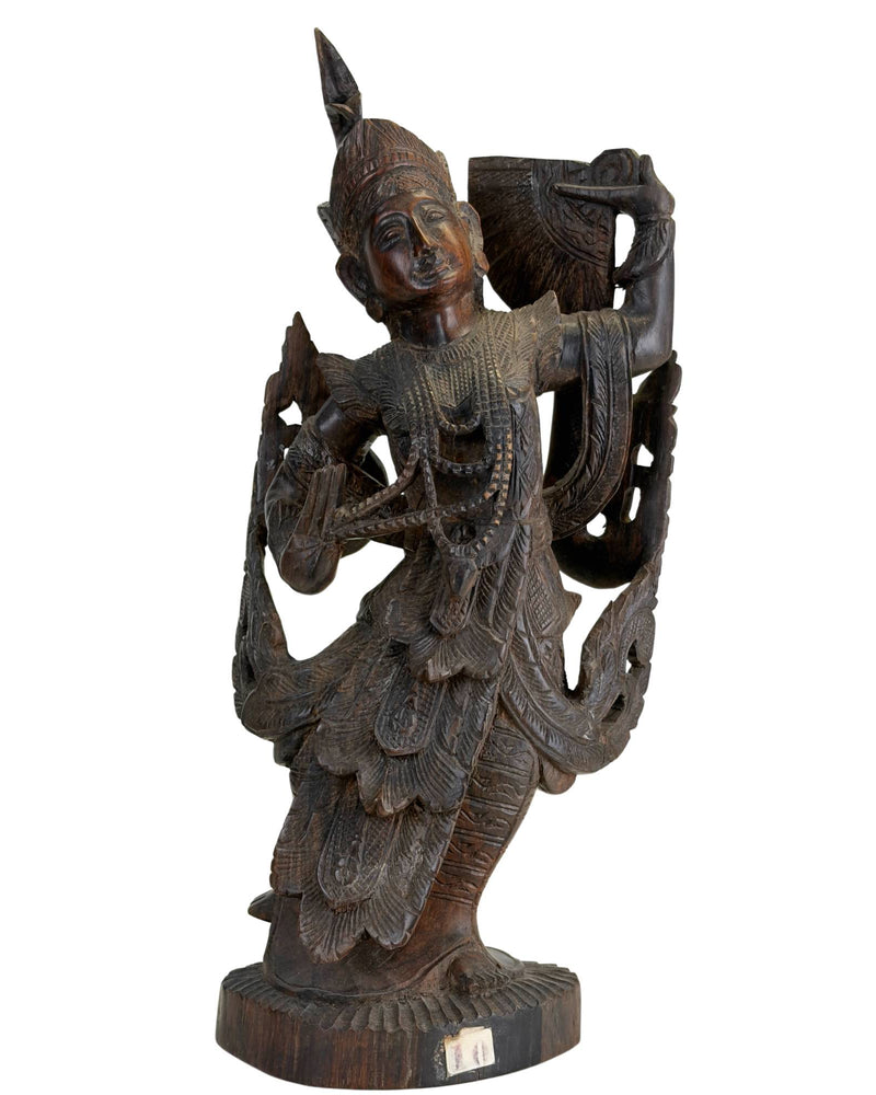 Antike Kinnari, Burma (Myanmar), Mandalay-Stil, ca. 1880–1920 Massives handgeschnitztes Teakholz Antike vor 1926